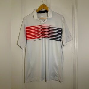 Mens Nike Golf Tour Performance Dri-Fit Polo Size Small. White w/ stripes EUC